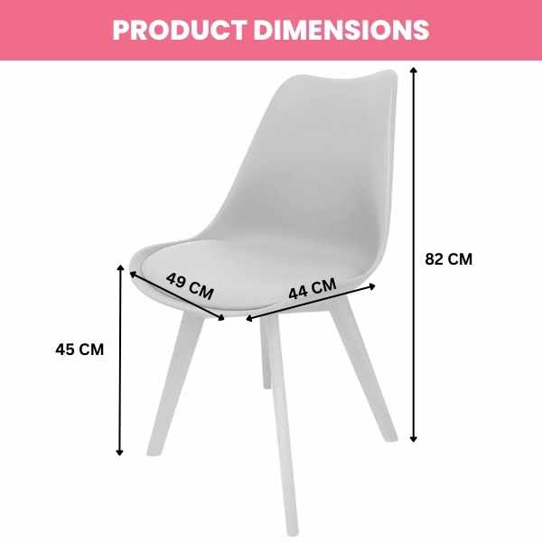 Set 2 Scaune Mercaton Grosseto, Stil Scandinav cu Picioare din Lemn, Sezut din PP si Perna din Piele Ecologica, Maxim 120 Kg, 49 x 45 x 82 cm, Gri Deschis - imagine 9